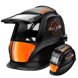 CCLIFE Automatik Schweißhelm mit hochklappbarem Visier und 2 Sensoren für optimalen UV/IR-Schutz.