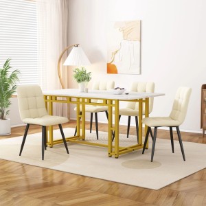 okwish Esstisch Gestell aus Metall mit Golden Tischbeine für Esszimmer Wohnzimmer 120 × 70 cm