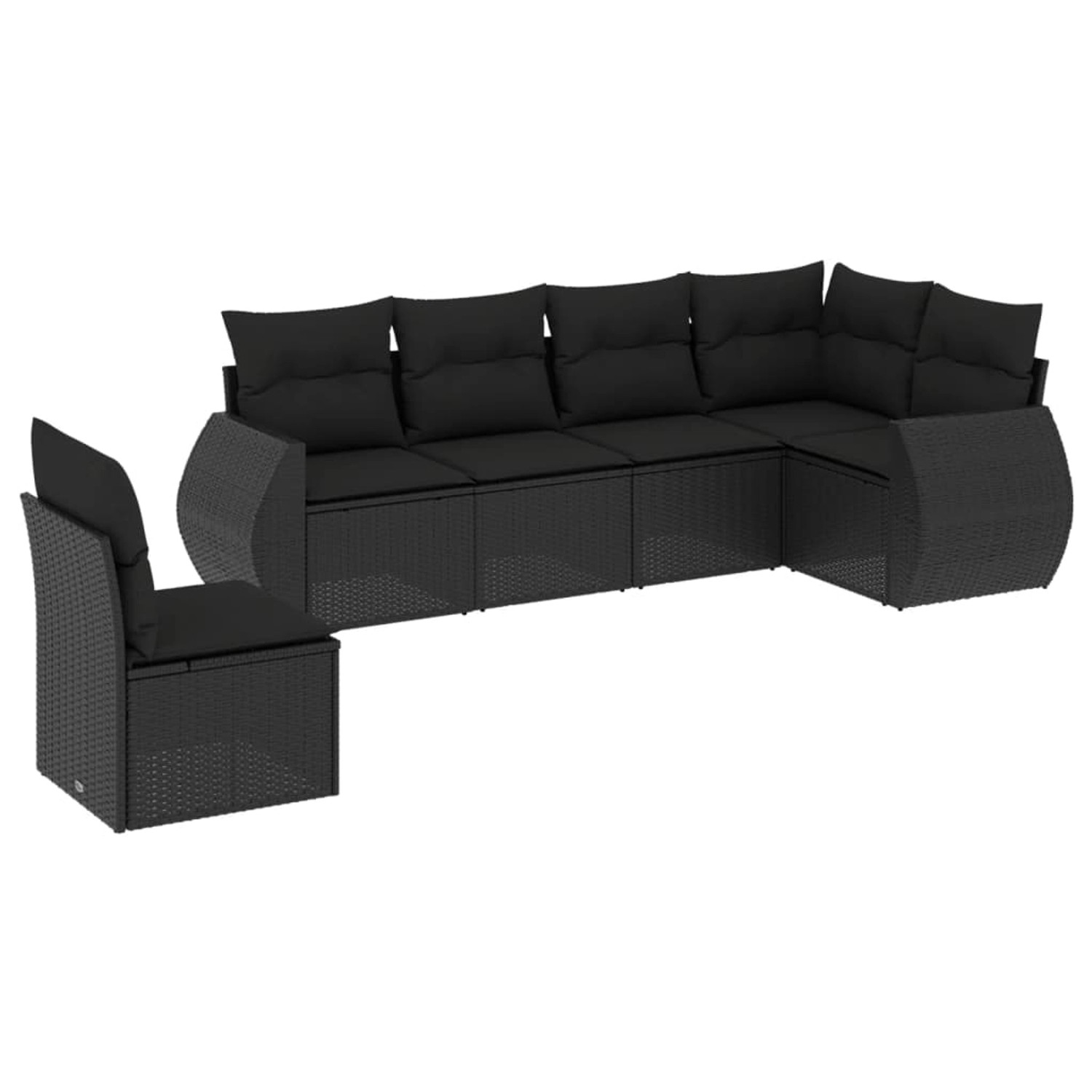 vidaXL 6-Tlg Garten-Sofagarnitur mit Kissen Schwarz Poly Rattan 3253762 günstig online kaufen