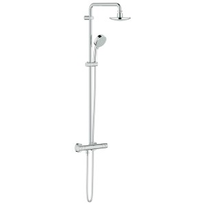 Grohe Tempesta Cosmopolitan Duschsystem mit Kopf- und Handbrause, Thermostatbatterie und Brauseschlauch.