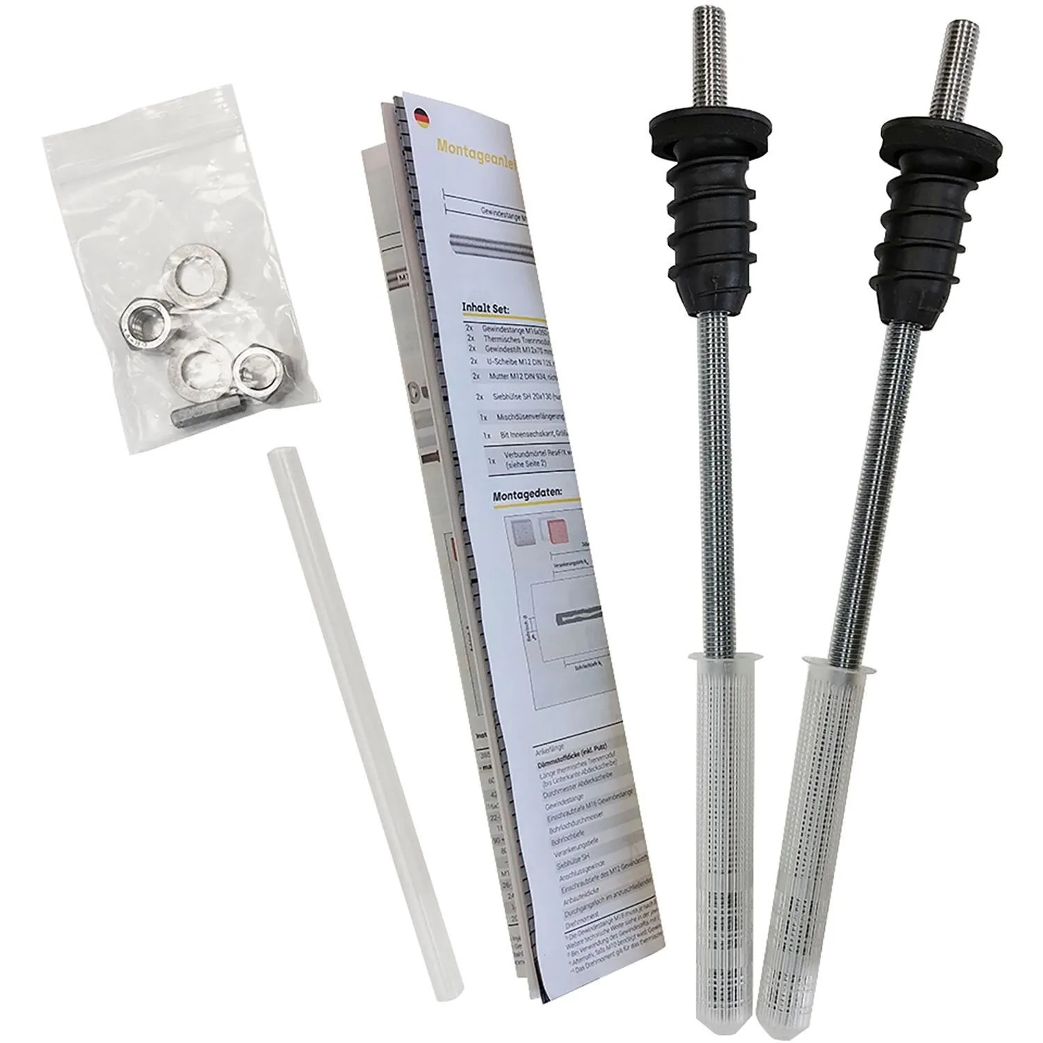 Celo Resitherm Gewindestangen M12 295 mm mit Anschlussgewinde Stahl 2er-Set