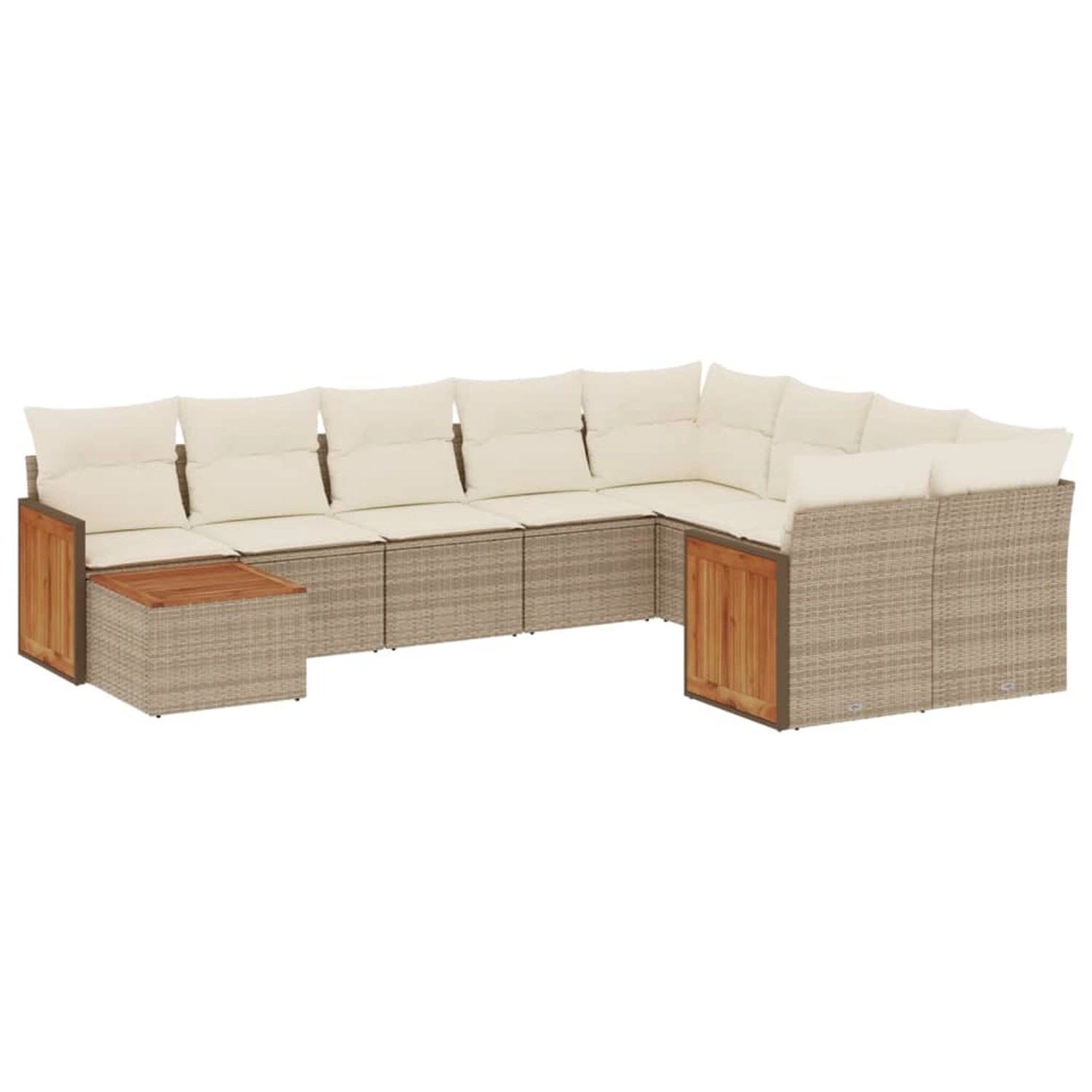 vidaXL 10-Tlg Garten-Sofagarnitur mit Kissen Beige Poly Rattan 3260399