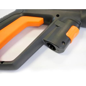 Yard Force Sprühpistole für Hochdruckreiniger, Detailansicht von Griff und Anschluss.