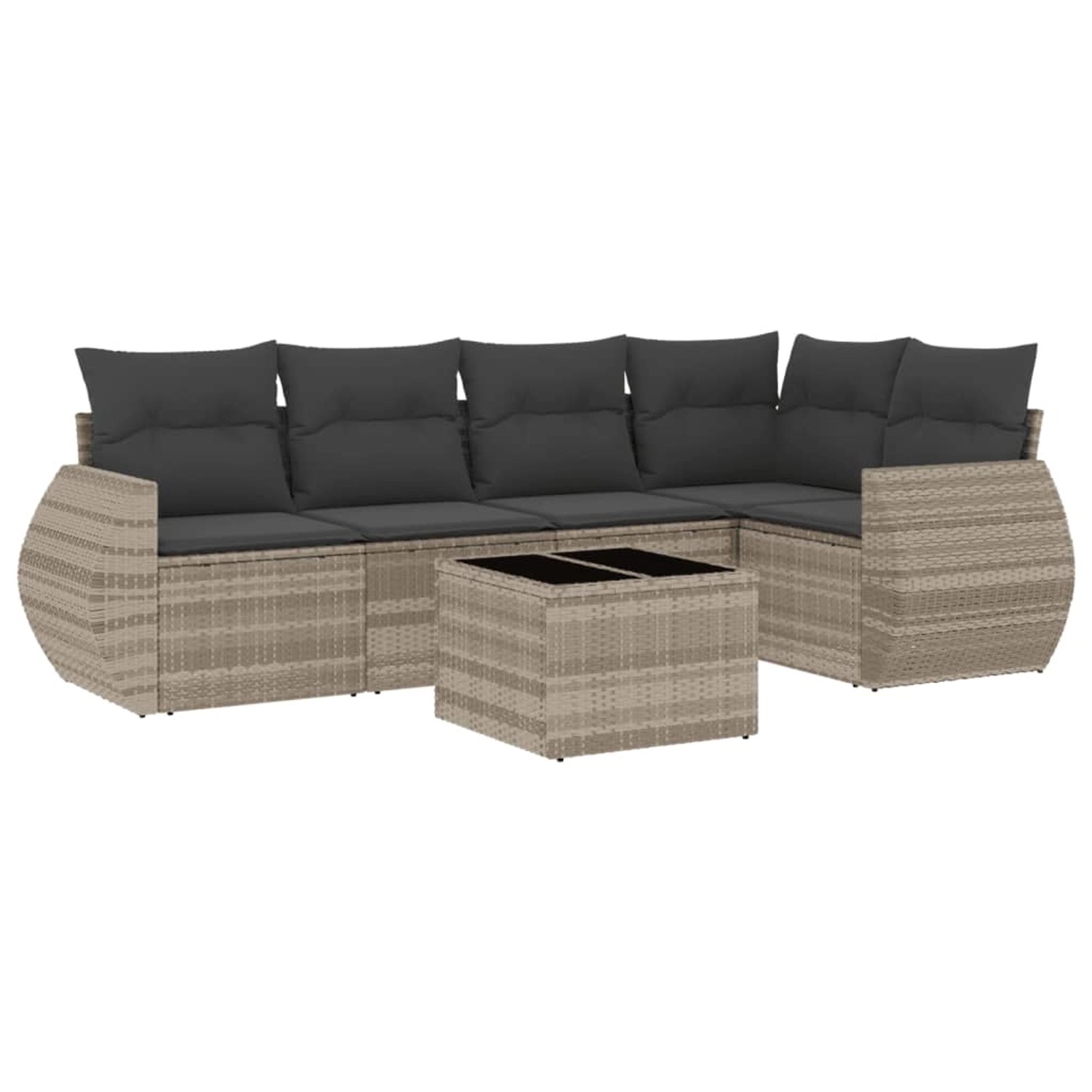 vidaXL 6-Tlg Garten-Sofagarnitur mit Kissen Hellgrau Poly Rattan 3253679 günstig online kaufen