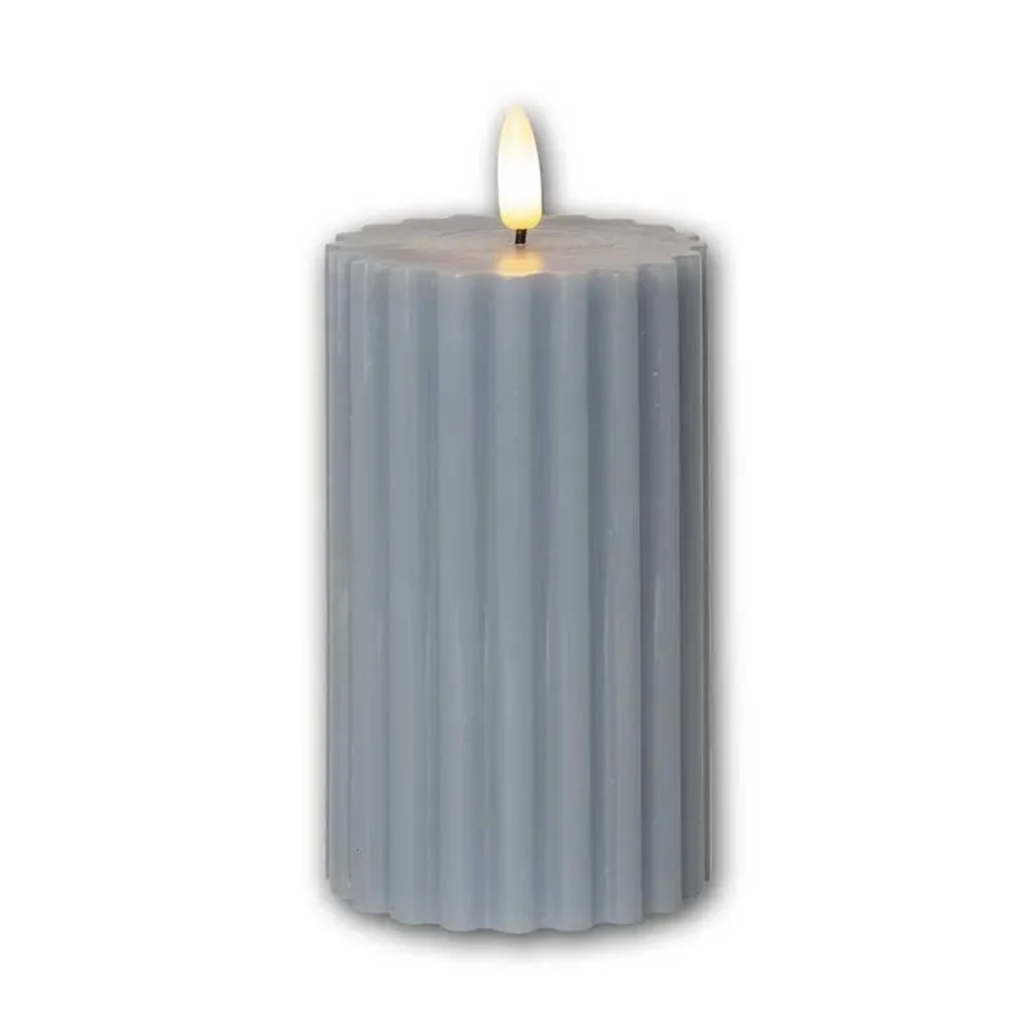 Star Trading LED Stumpenkerze STRIPE Blau 3D Flamme & Timer