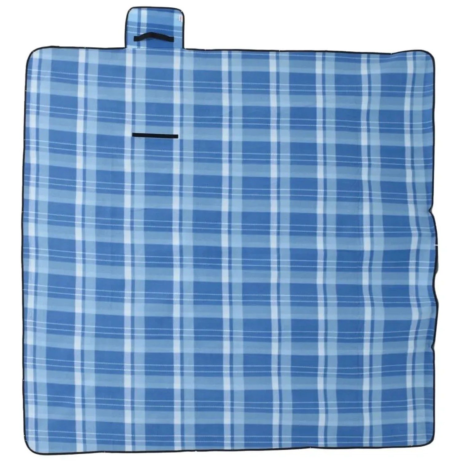 vidaXL Picknickdecke Faltbar Blau Kariert 200x200 cm Samt 4004208