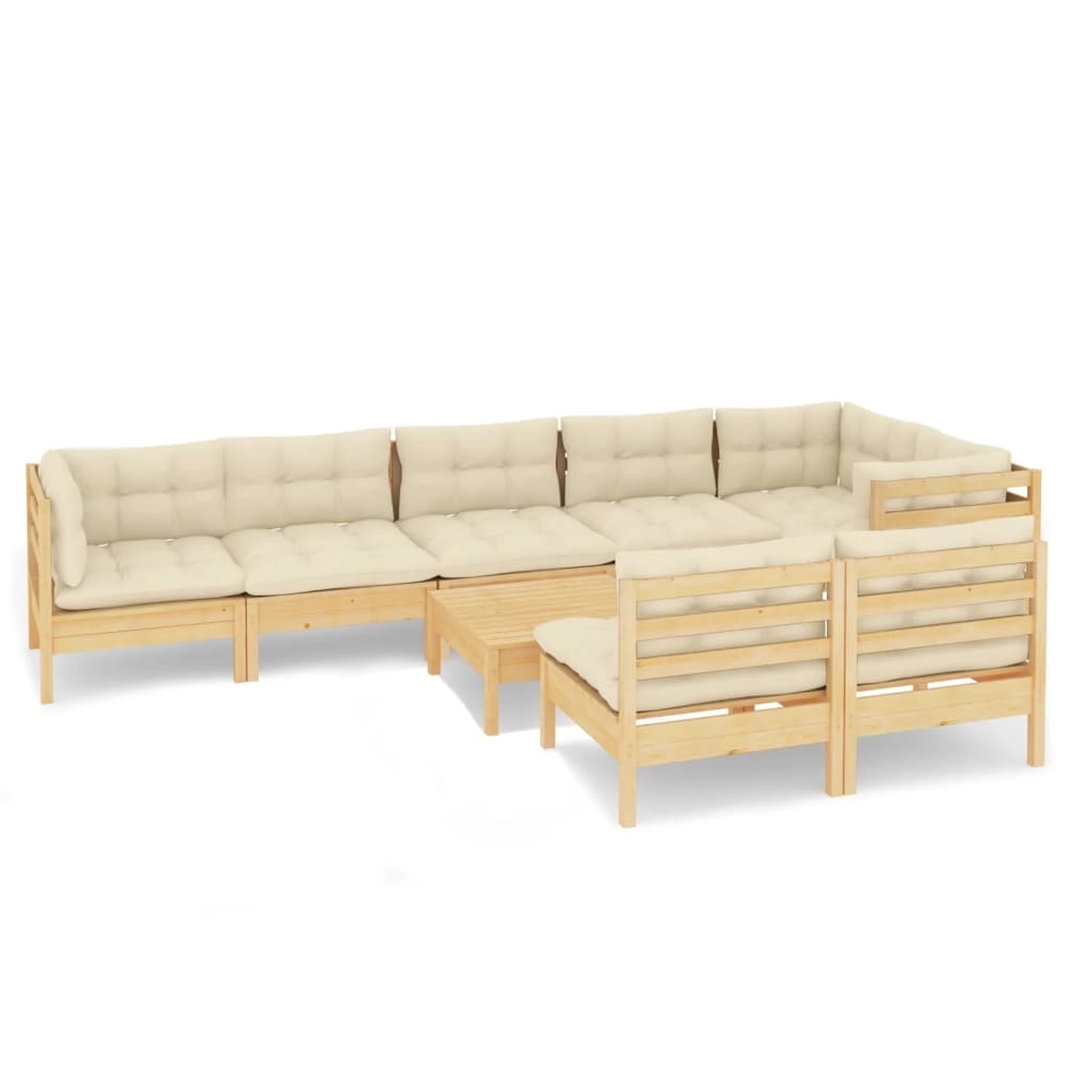 vidaXL 9-tlg Garten-Lounge-Set mit Creme Kissen Massivholz Kiefer Modell 4 günstig online kaufen