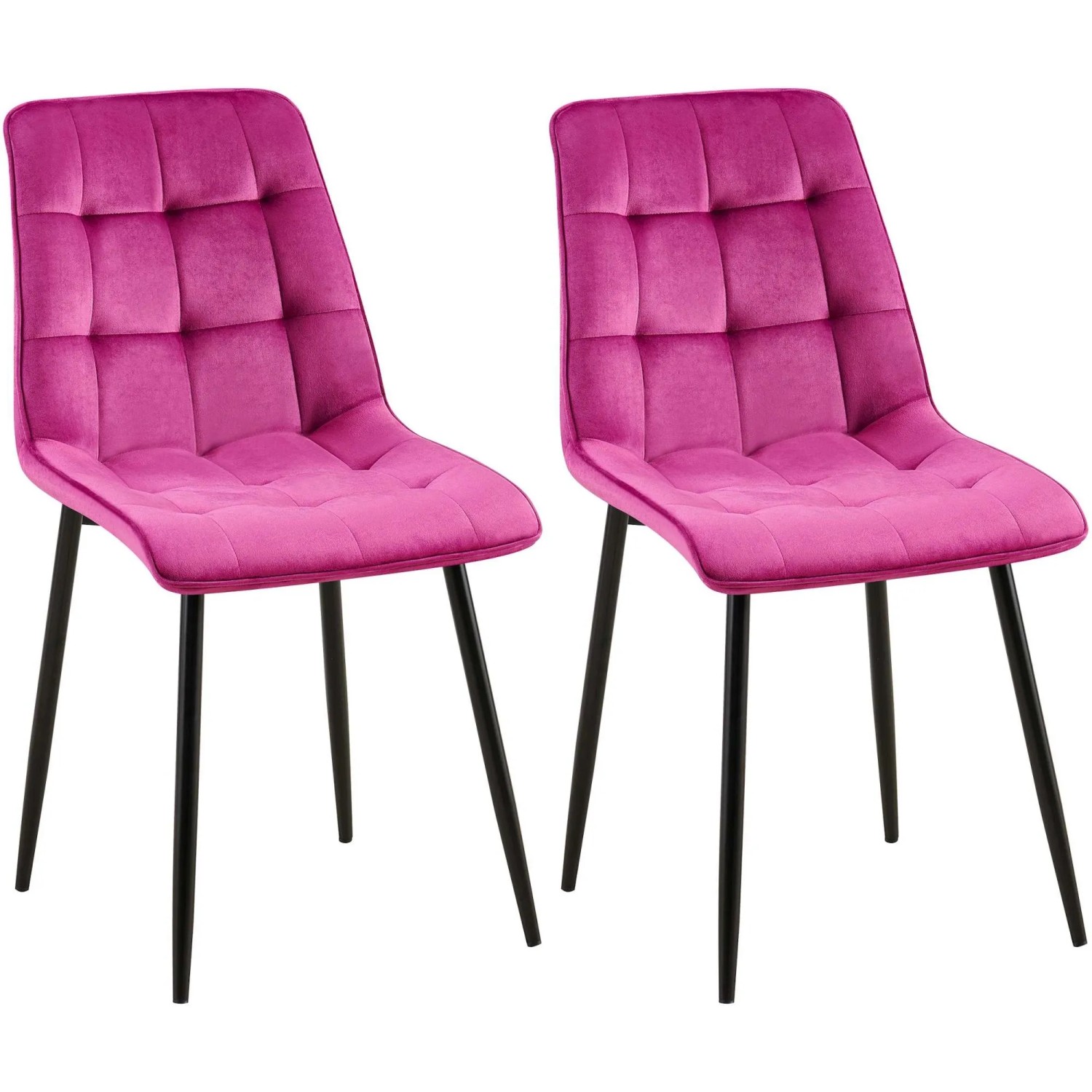 DELUKE 2er Set Esszimmerstuhl DARID Samt Lila 47x61x89cm Essstühle Esszimmerstühle Küchenstühle Wohnzimmerstühle