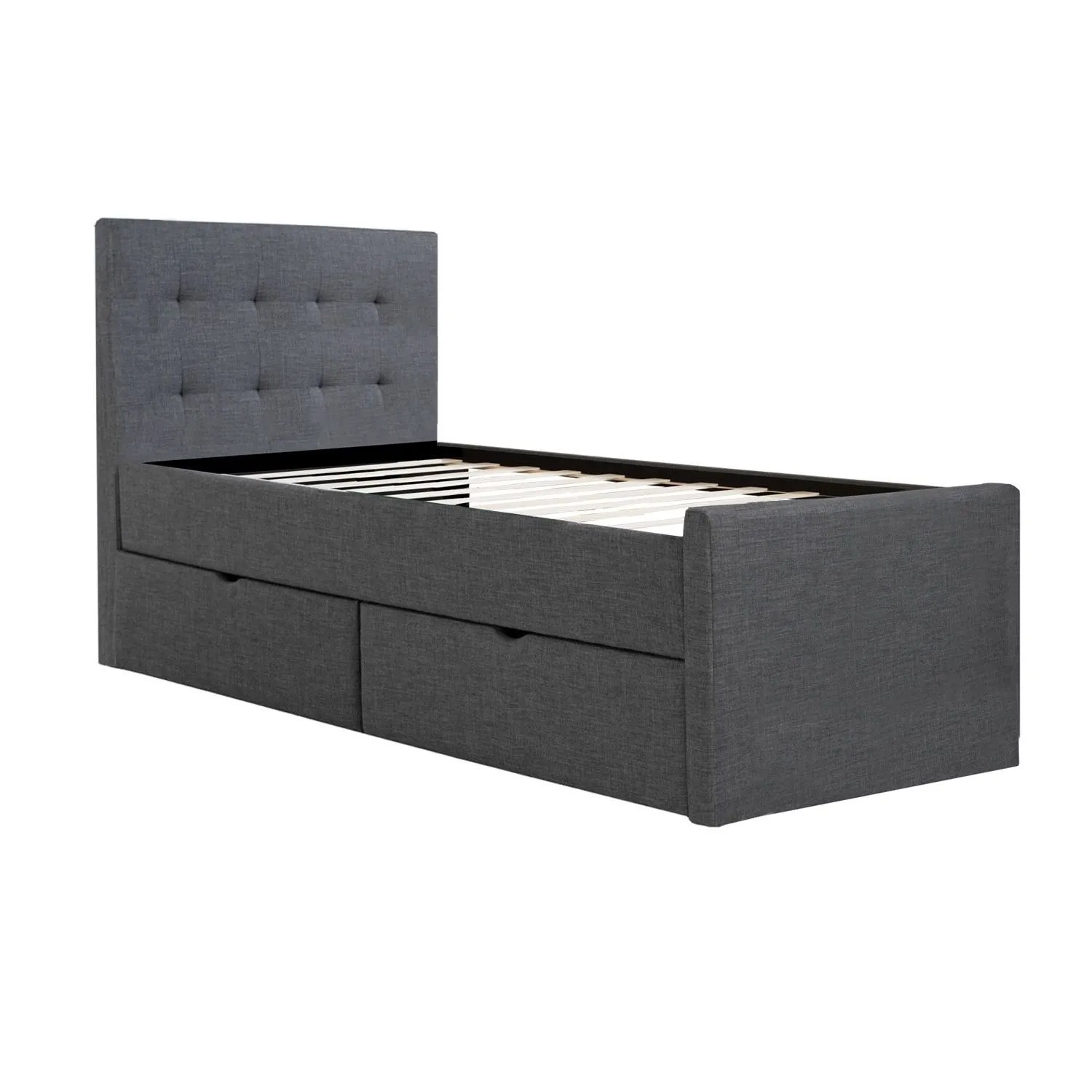 Homestyle4u Doppelbett 90x200 Polsterbett in Grau 1980