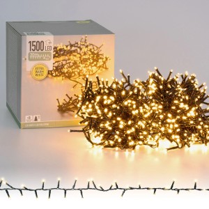 LED Cluster Lichterkette, extra warmweiß, 1500 LEDs, 30m, 8 Programme, IP44, Weihnachtsbeleuchtung.