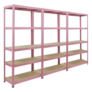 BERLINLODGE Mega Deal: 3x Wohnregal PINK LADY, 180x90x40cm, pinkes Bücherregal/Standregal.