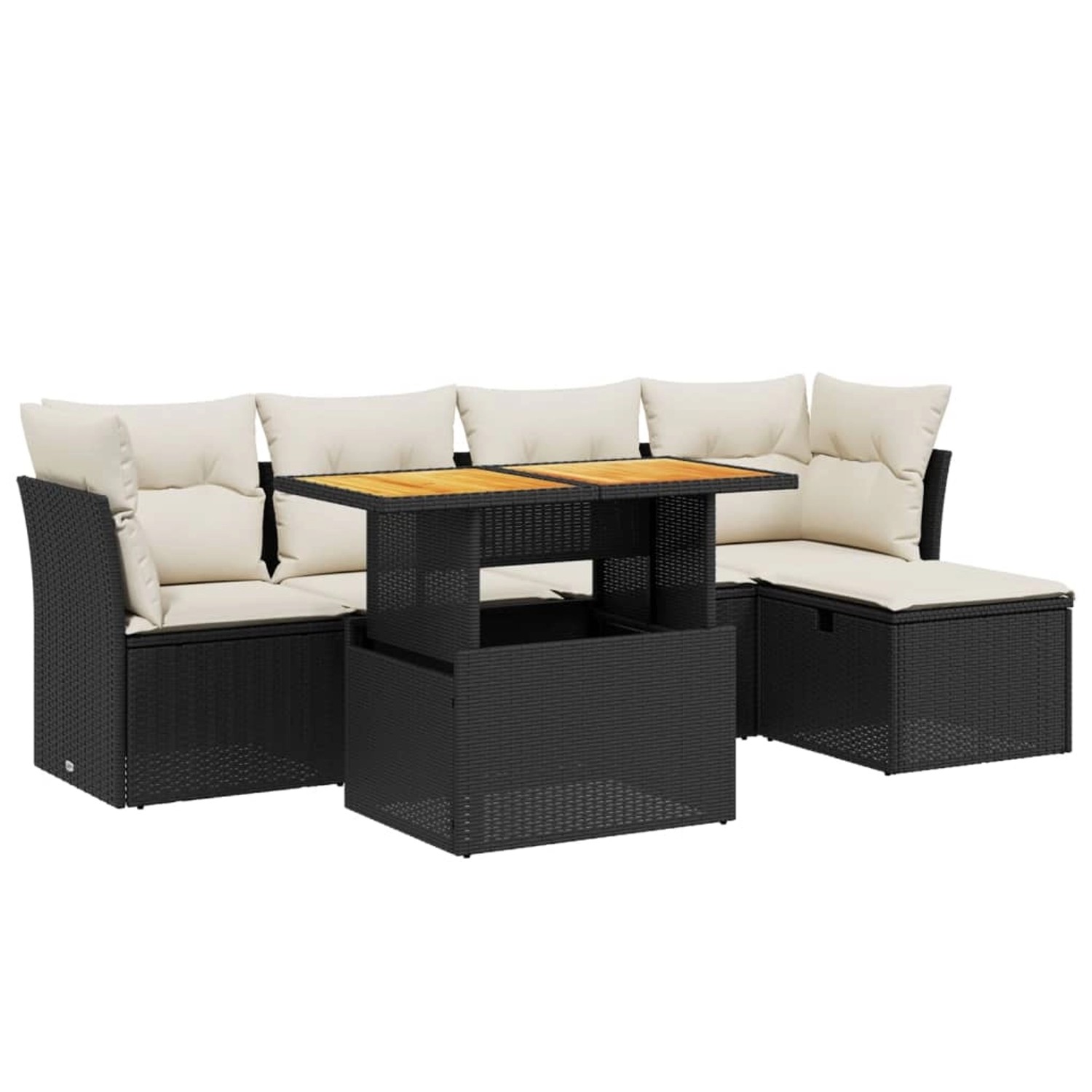 vidaXL 6-Tlg Garten-Sofagarnitur mit Kissen Schwarz Poly Rattan 3275464 günstig online kaufen