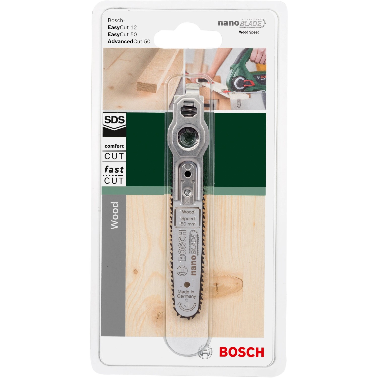 Bosch NanoBlade WoodSpeed 50 Sägeblatt für präzise Holzschnitte.