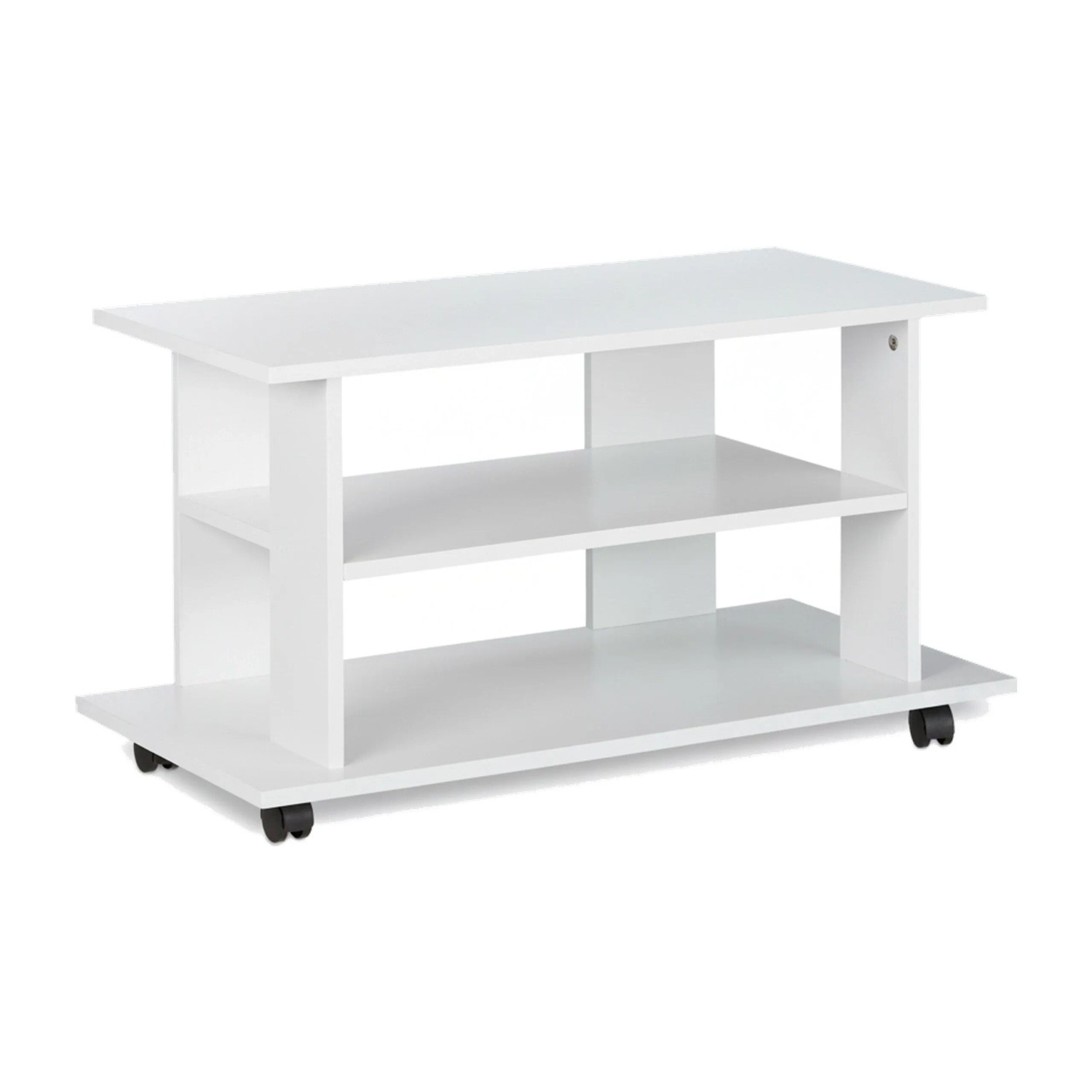Relaxdays TV Board Holzwerkstoff Weiß Fahrbar 80 cm x 40 cm x 45 cm 10,5 kg