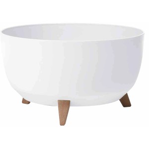 Weißes Siena Garden Pflanzgefäß Oslo (Ø 29x23 cm) mit braunen Füßen.