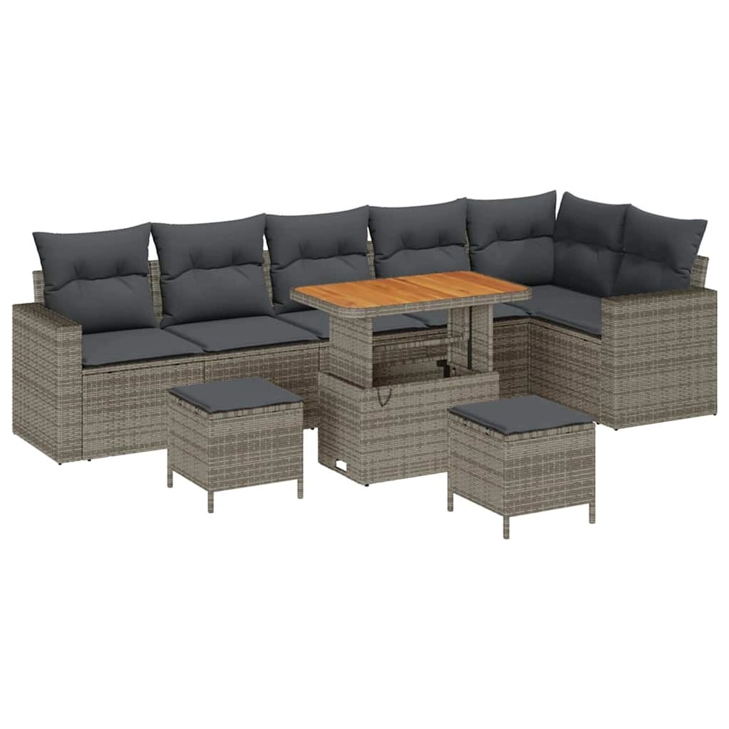 vidaXL Garten-Sofa-Set 9-Tlg Grau Poly Rattan 3361638 günstig online kaufen