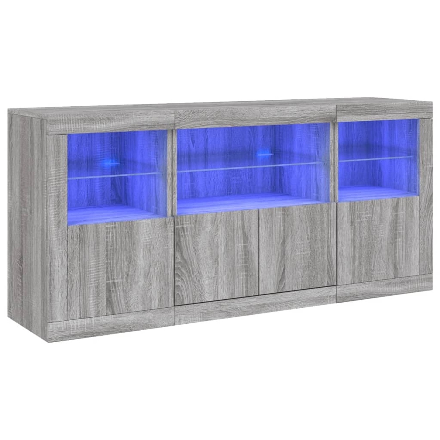 vidaXL Sideboard mit LED-Leuchten Grau Sonoma 142,5x37x67 cm 3209070 günstig online kaufen