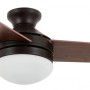 BEACON Deckenventilator Girona mit Bronze-Gehäuse, Holzflügeln und integrierter Beleuchtung.