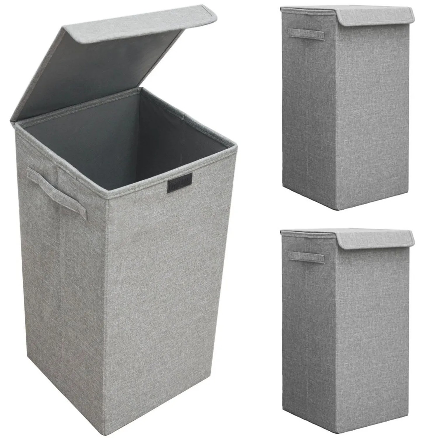 DuneDesign 2er Set Wäschekorb 50 Liter mit Deckel & XXL Wäschesammler