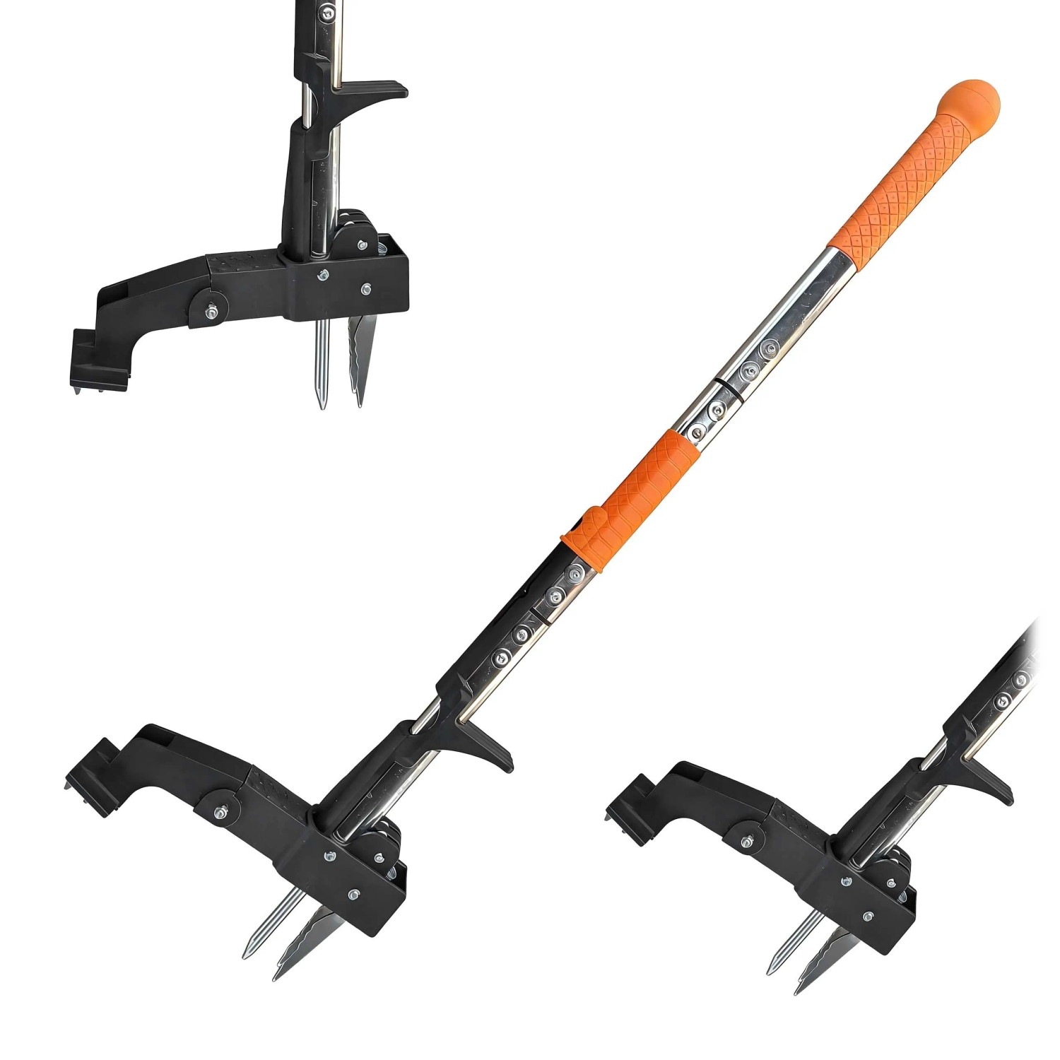 Relaxdays Unkrautstecher Stahl Schwarz Orange Rückenschonend Klappbar 100 cm x 31,5 cm x 6 cm 1,56 kg