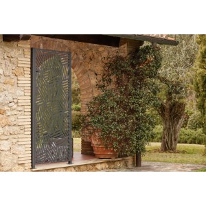 Eleo Sichtschutz Reno Metall in Anthrazit mit Rautenmuster für den Garten.