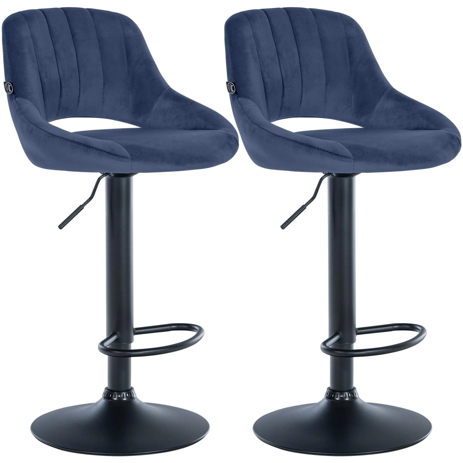 CLP 2er Set Barhocker Milet Samt Metall Matt Schwarz/Blau