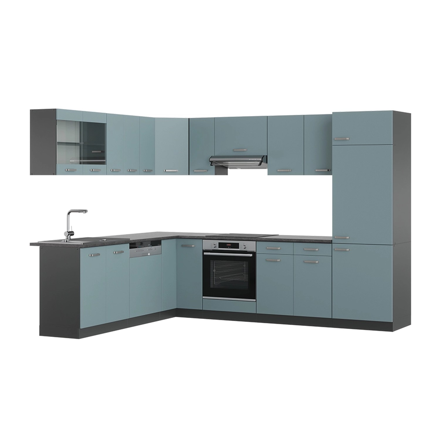 Vicco R-Line Eckküche Blau-Grau/Anthrazit 227 x 287 cm AP Anthrazit günstig online kaufen
