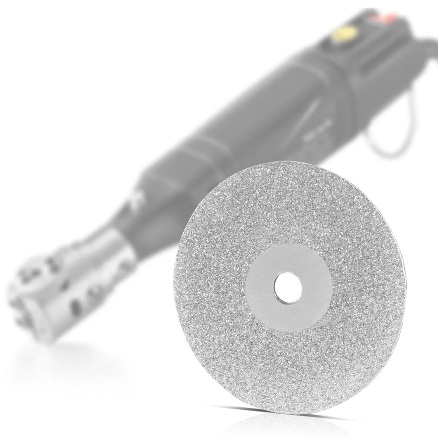 STAHLWERK Diamant-Schleifscheibe 25 mm für Wolframschleifer. Runde, silberne Scheibe mit rauer Oberfläche.