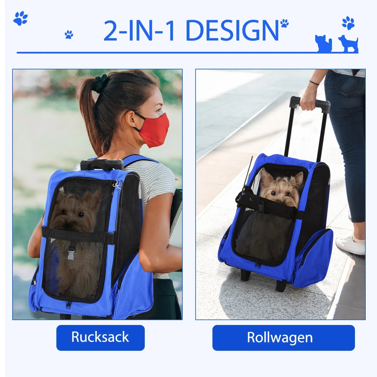 PawHut 2-in-1 Hundebuggy – Faltbar, Mit Tragetasc Produktbild-Vorschau 6