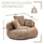 Runder brauner Chenille Sitzsack Stuhl mit 3 Kissen, hohe Rückenlehne. Maße 108x108x52cm, keine Montage nötig.