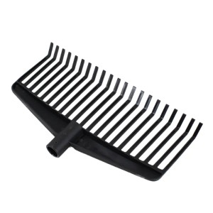 Schwarzer Galaflor Nylon Rechen mit 21 Zinken für Laub und Gartenabfälle.