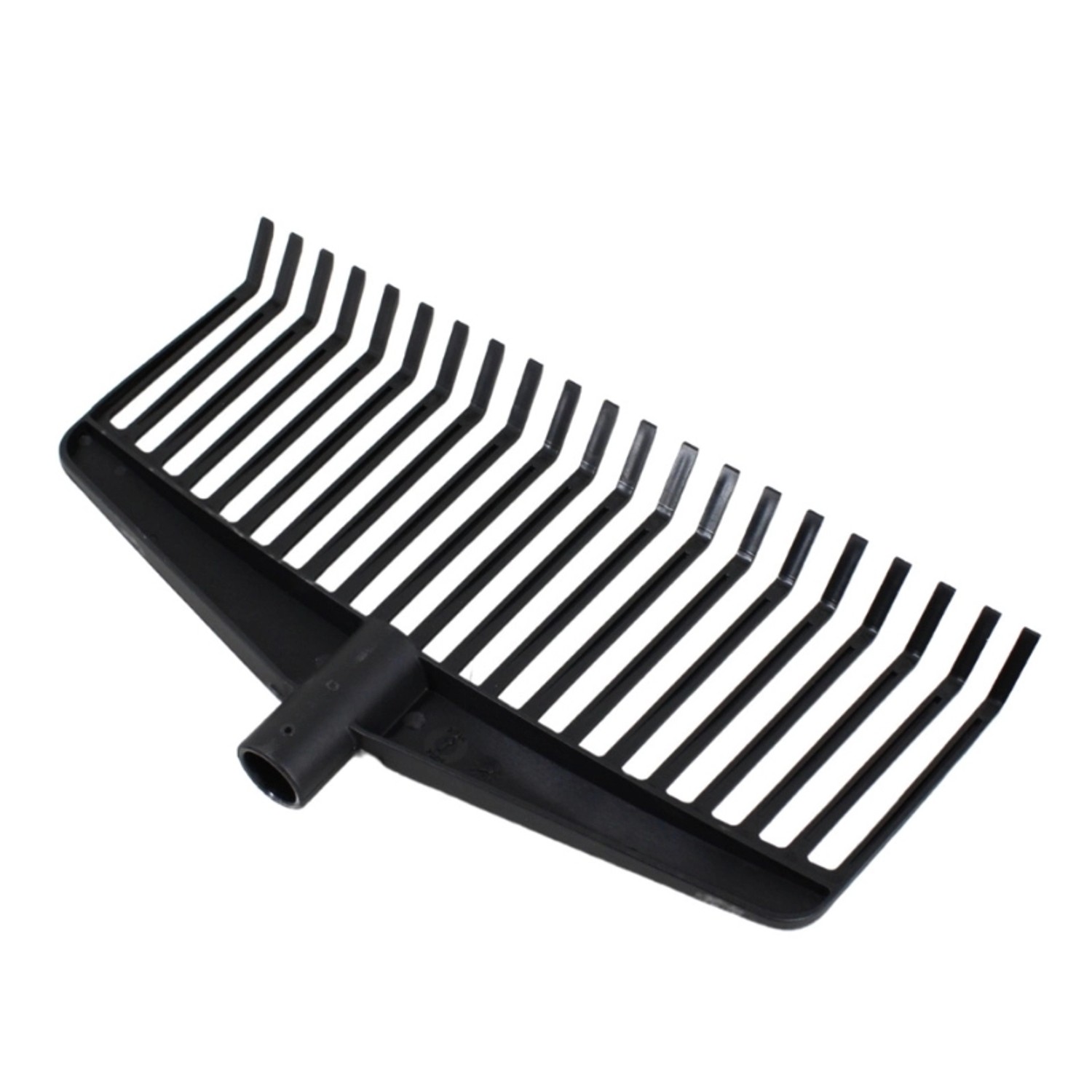 Schwarzer Galaflor Nylon Rechen mit 21 Zinken für Laub und Gartenabfälle.