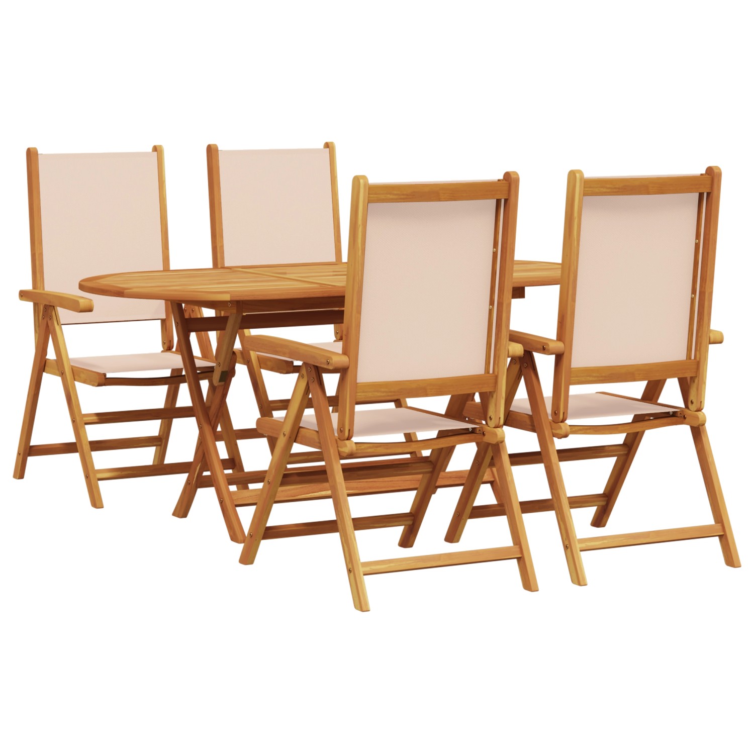 vidaXL 5-Teiliges Garten Esszimmer Set Beige Massivholz Akazie 3375748