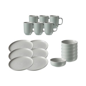 Ritzenhoff & Breker Jasper Frühstücks-Set, 18-teilig, Mint: 6 Tassen, Schalen, Teller. Steinzeug Geschirr.