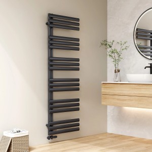 Emke Badheizkörper Oval Röhren 174x60cm 823W Anthrazit Handtuchwärmer für Badezimmer Handtuchtrockner