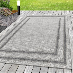 Ayyildiz Outdoor-Teppich Aruba, creme, 80x150 cm, mit Bordüre für Terrasse und Balkon.