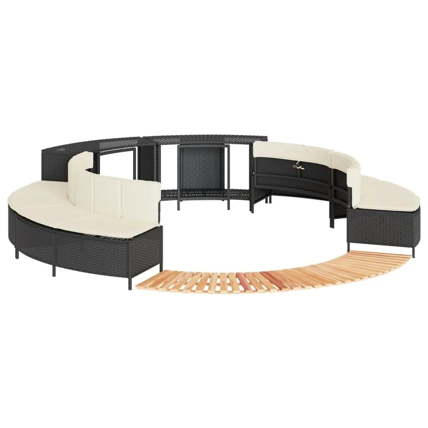 vidaXL Whirlpool-Umrandung Schwarz Poly-Rattan und Massivholz Akazie 3270643