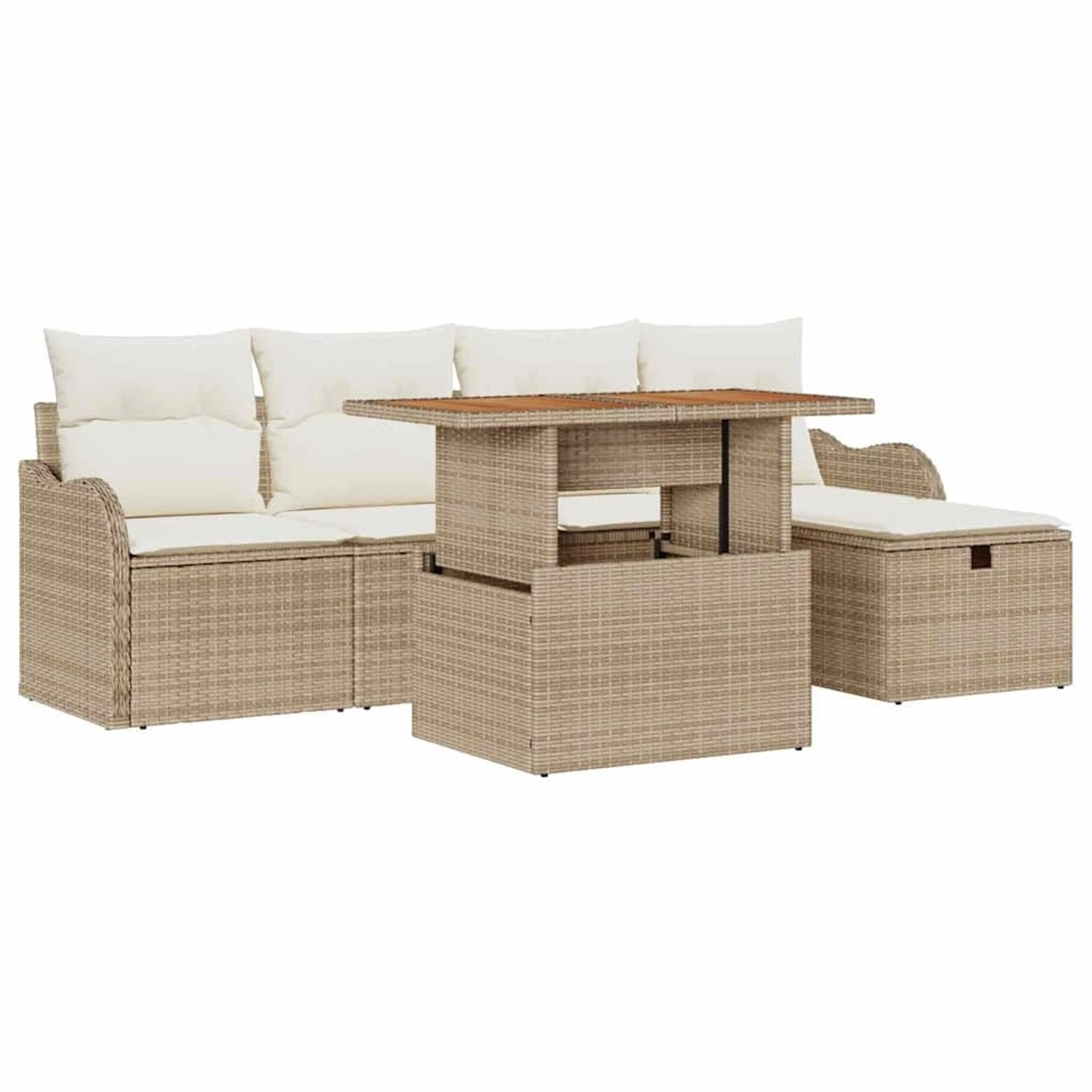 vidaXL 6-Teiliges Garten-Sofa-Set mit Kissen in Beige aus Poly Rattan 33612 günstig online kaufen