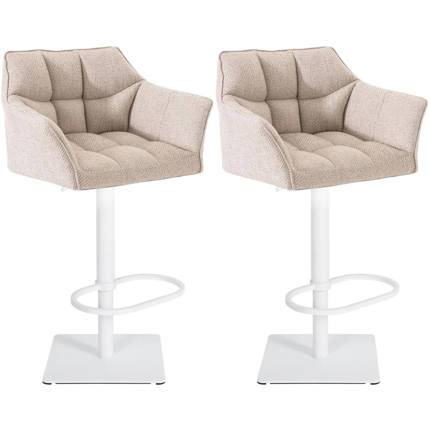 DELUKE 2er Set Barhocker SIHAR Stoff Elfenbein 64x45x88cm Weiß Barstuhl Höhenverstellbar Mit Lehne Drehbar Tresenhocker ...