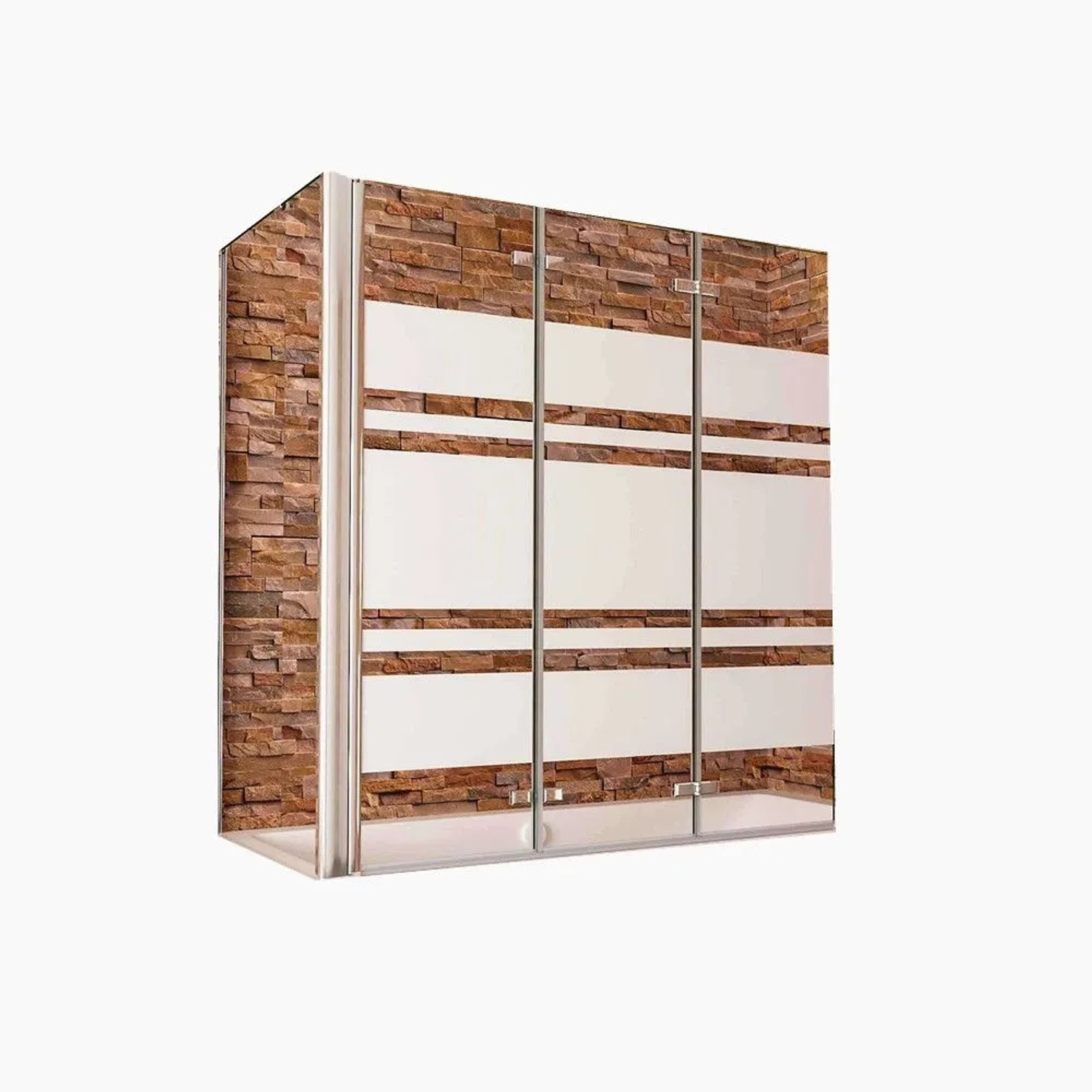 Duschparadies Badewannenaufsatz 130 x 60 x 140cm Faltwand Mit Seitewand 6mm Nano Glas Gestreiftesglas Badewannenfaltwand 3tlg Chrom