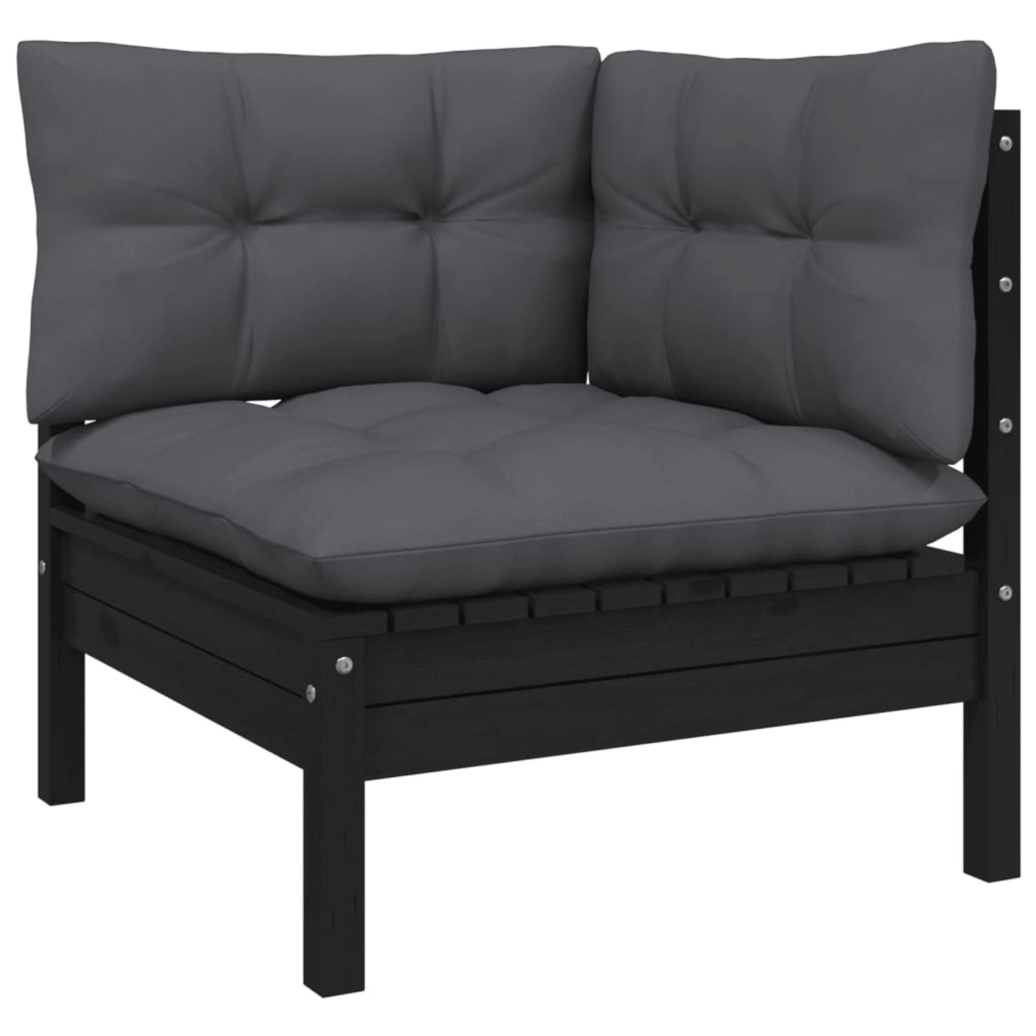 vidaXL 9-tlg Garten-Lounge-Set mit Kissen Schwarz Kiefernholz Modell 2 günstig online kaufen