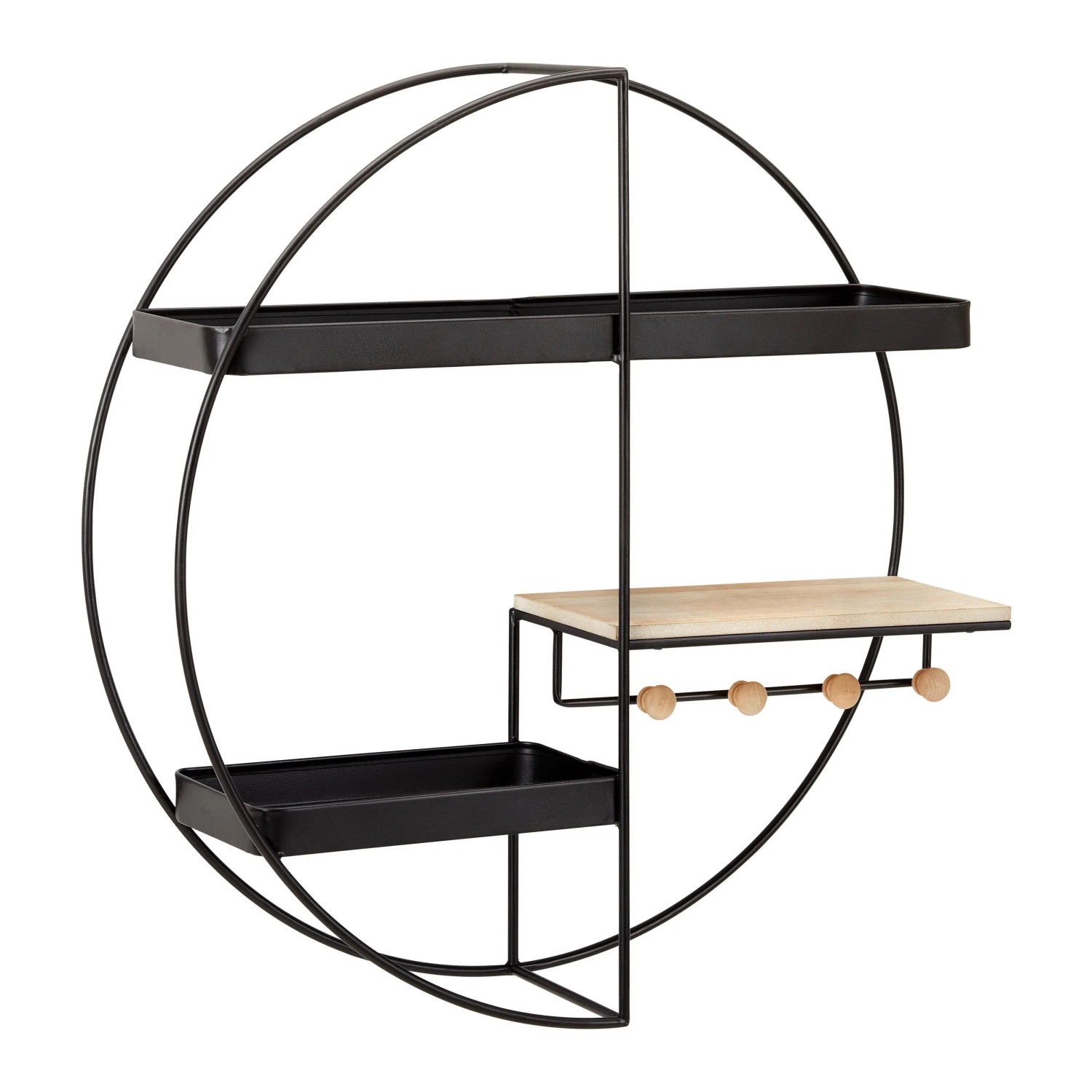 Bessagi Home Wandregal Lelia Natur/Schwarz Echtholz/MDF