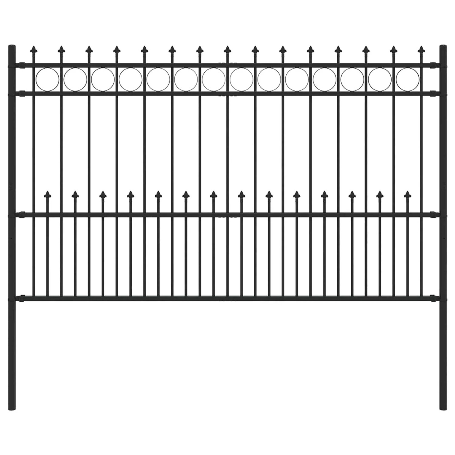 vidaXL Spike-Ringzaun Schwarz 200 x 130 cm Pulverbeschichteter Stahl 42030108