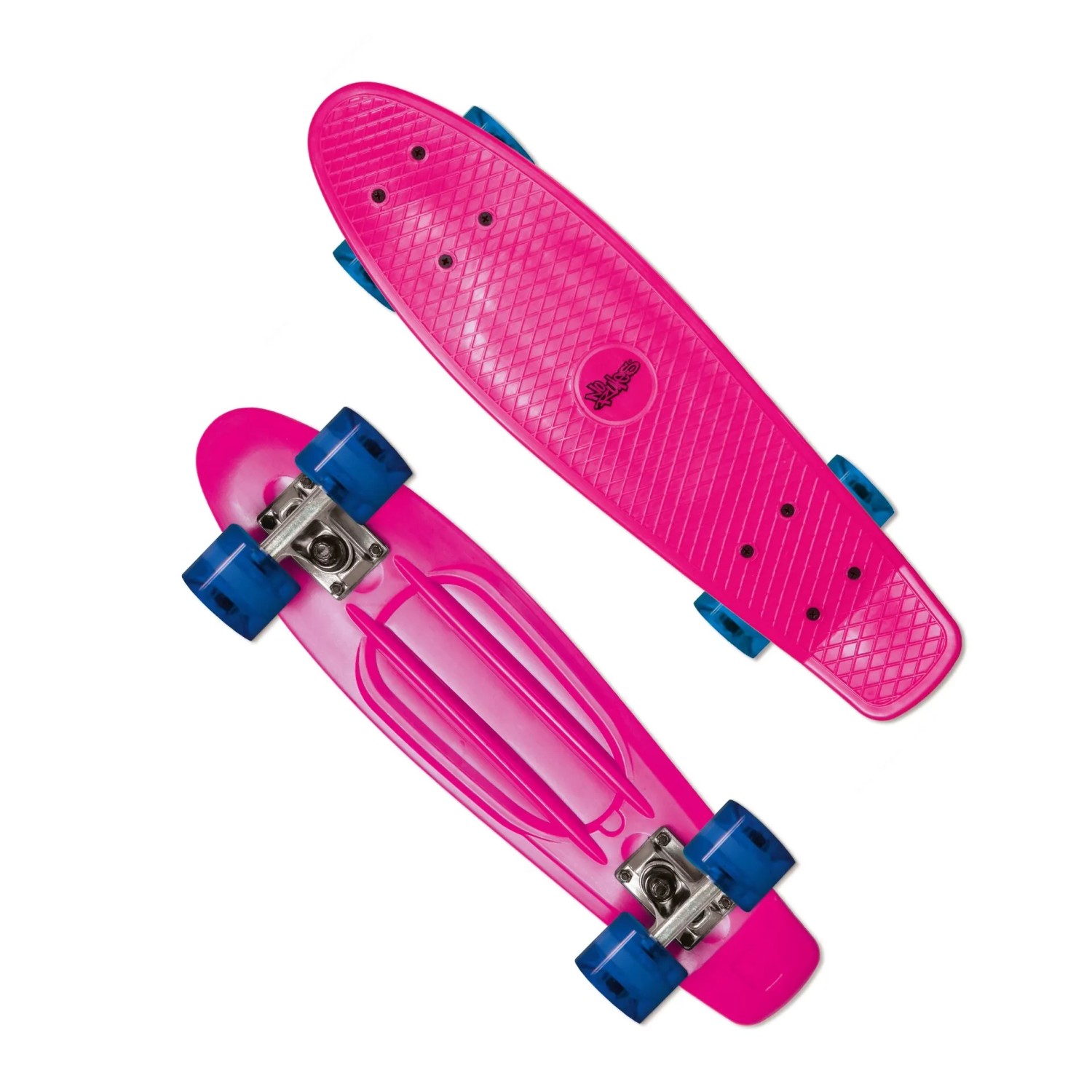 Muuwmi Skateboard Fun Pink LED-Leuchtrollen Deck 57x15cm Rutschfest ABEC5 PU-Rollen 60x45mm