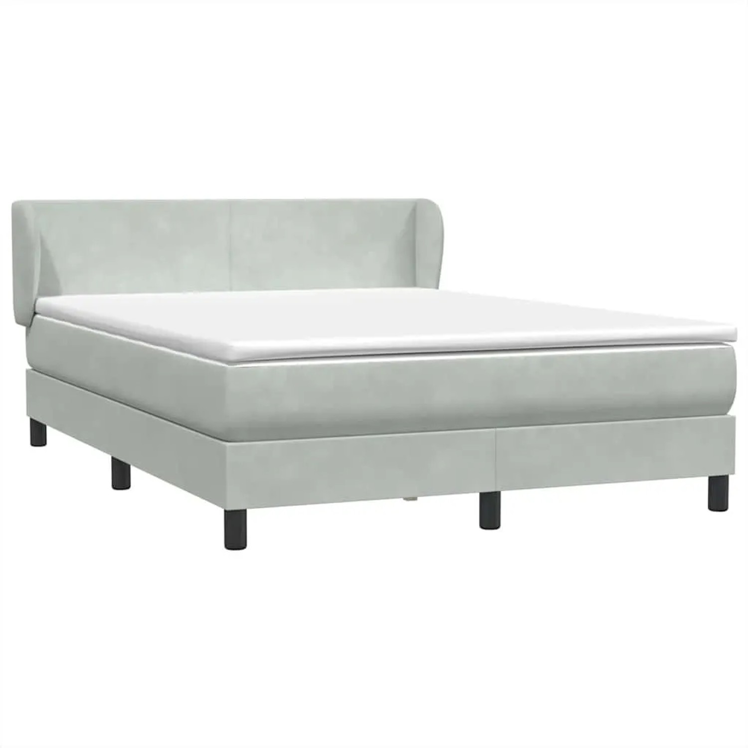 vidaXL Boxspringbett mit Matratze Hellgrau 160x220 cm Samt 3317403 günstig online kaufen