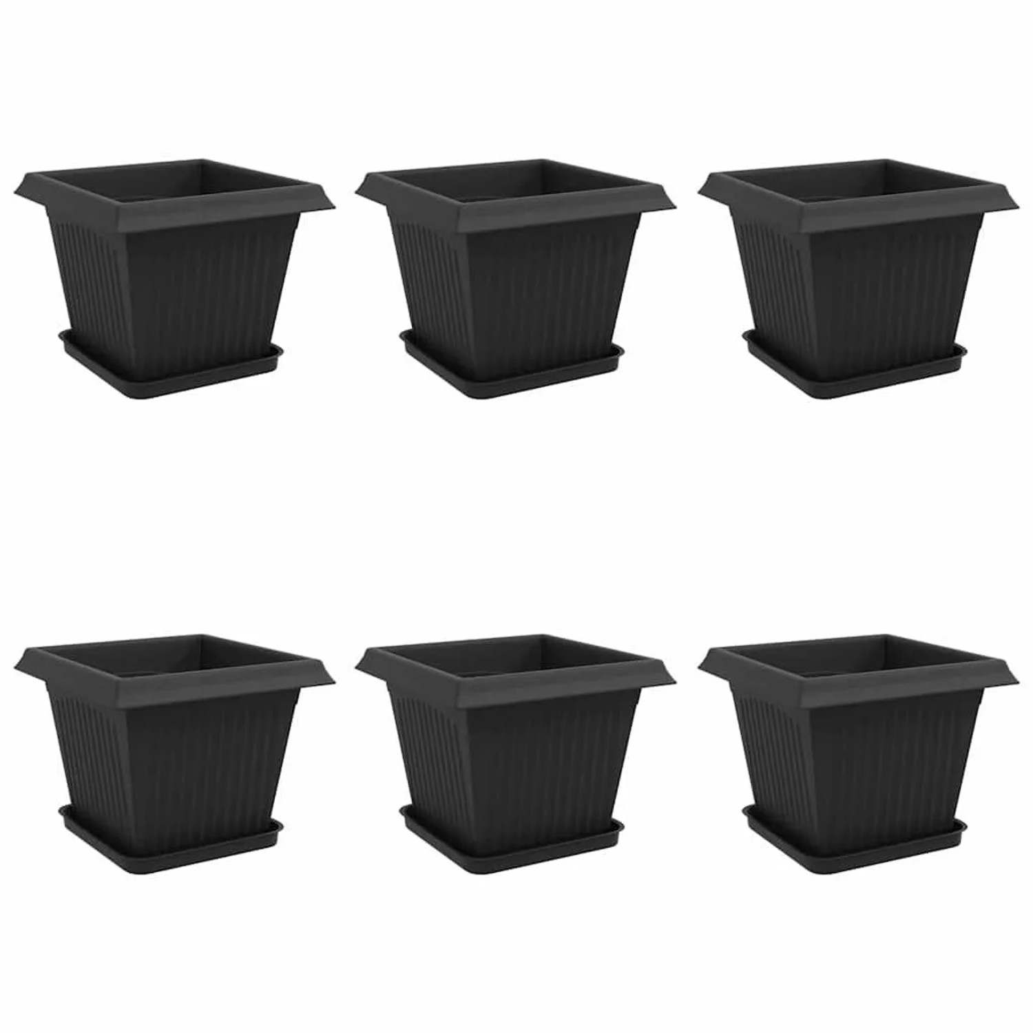 vidaXL Blumentöpfe 6 Stk Schwarz 33 x 33 x 26 cm Kunststoff 3403301