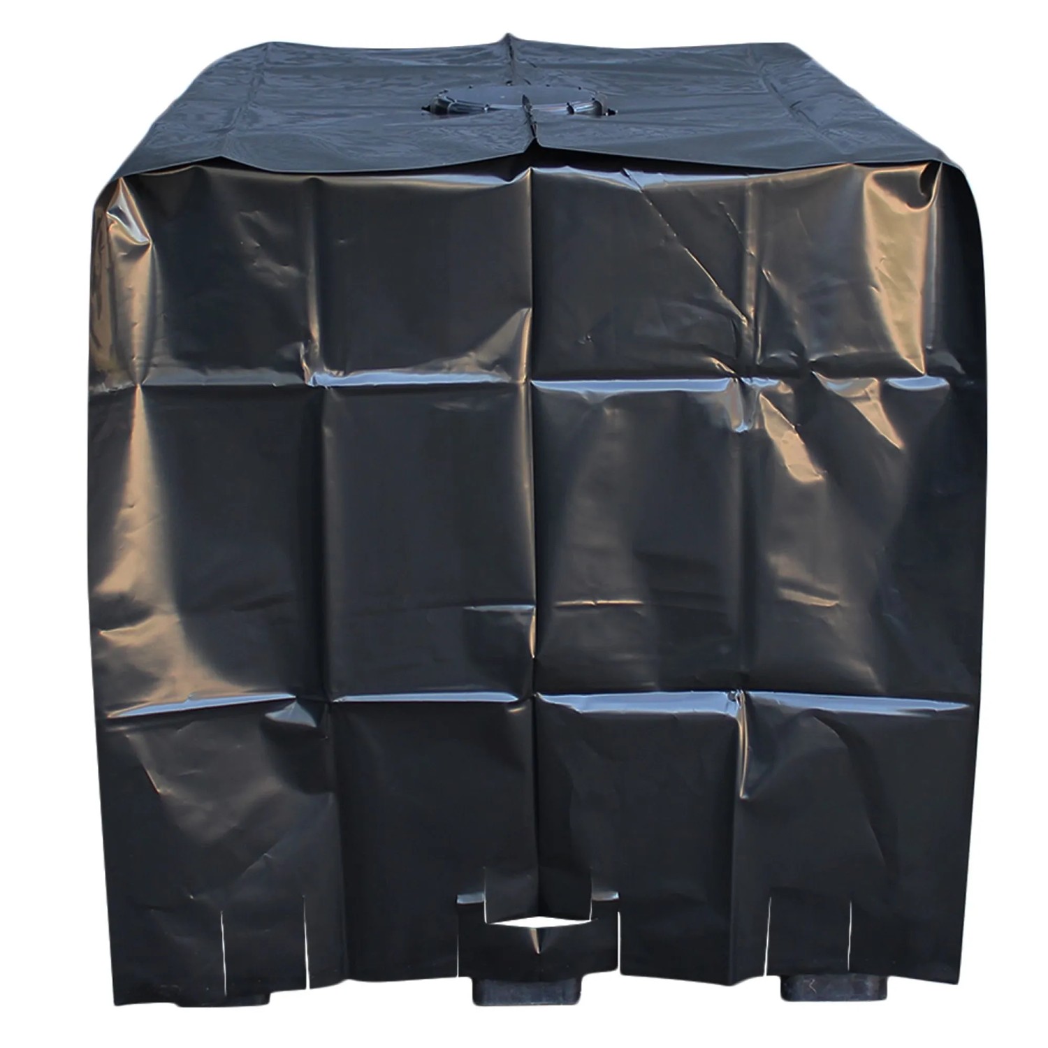 Schwarze UV-Schutzfolie für 1000 l IBC Tank, schützt vor Algenbildung und UV-Strahlung.
