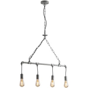 Pendelleuchte Amarcord, 4-flammig, Zink, Ø 71 cm. Industrie Design Lampe für E27 Leuchtmittel.