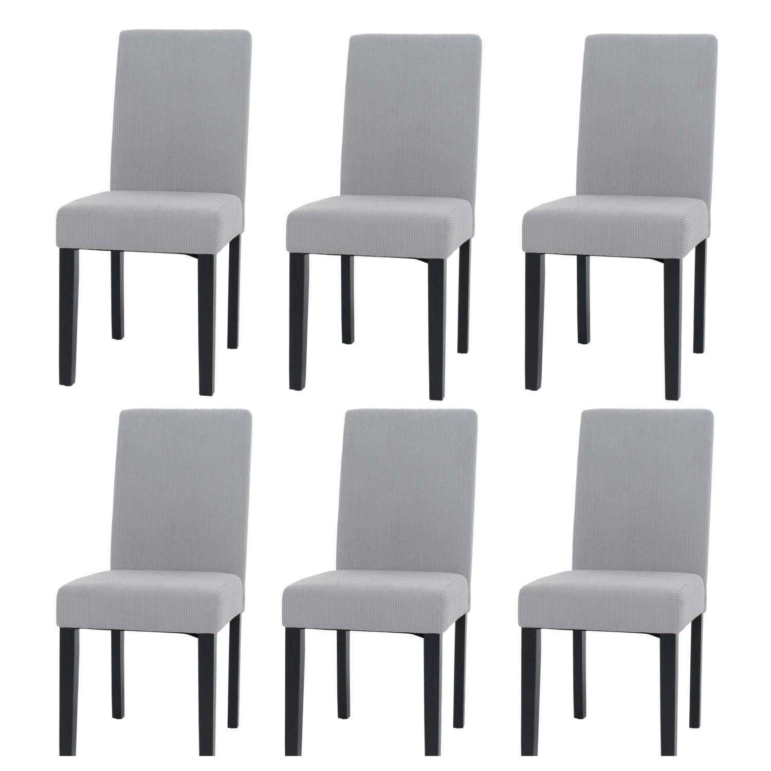 MCW Esszimmerstuhl Littau Cord 6er-Set Hellgrau Dunkle Beine günstig online kaufen