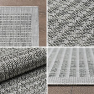 Grauer Ayyildiz Outdoor-Teppich Giza 1410, 160x160 cm, Sisal-Optik, wetterfest und robust.